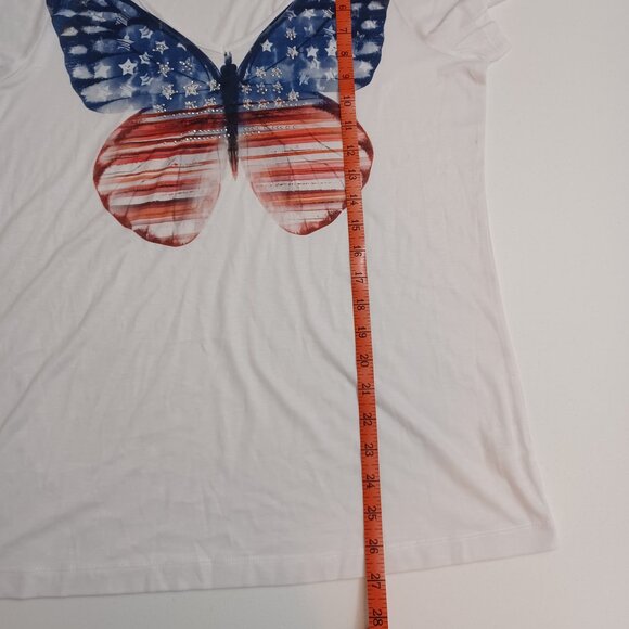 Women's Unity World Wear American Red White & Blue Butterfly 4th of July Size L - Picture 5 of 11